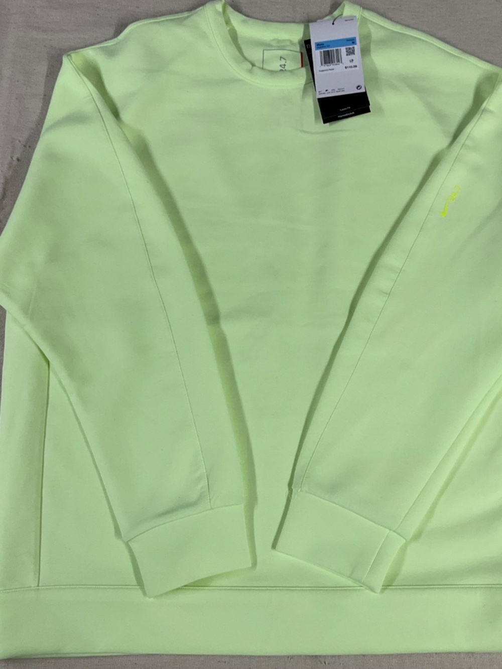 Nike 24.7 Sweatshirt Shirt Impossibly Soft Crew Pullover HQ6964-701 Volt Men's M